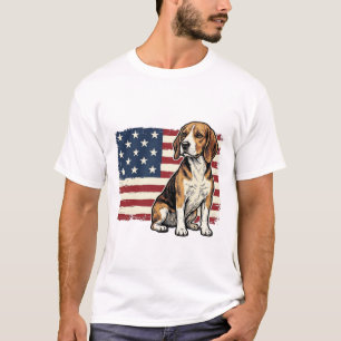 Vintage Beagle Patriotic Flag Dog Shirt Design_1