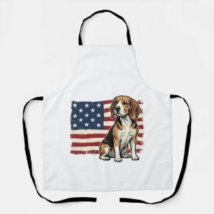 Vintage Beagle Patriotic Flag Dog Shirt Design_1 Apron