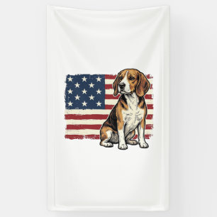 Vintage Beagle Patriotic Flag Dog Shirt Design_1 Banner