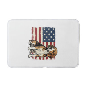 Vintage Beagle Patriotic Flag Dog Shirt Design_1 Bath Mat