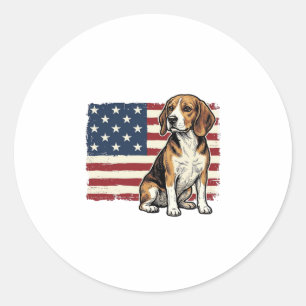Vintage Beagle Patriotic Flag Dog Shirt Design_1 Classic Round Sticker