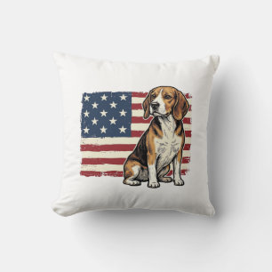 Vintage Beagle Patriotic Flag Dog Shirt Design_1 Cushion