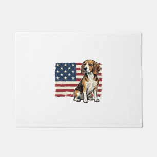 Vintage Beagle Patriotic Flag Dog Shirt Design_1 Doormat