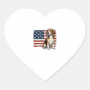 Vintage Beagle Patriotic Flag Dog Shirt Design_1 Heart Sticker
