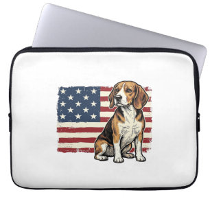 Vintage Beagle Patriotic Flag Dog Shirt Design_1 Laptop Sleeve
