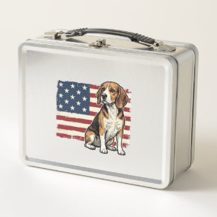 Vintage Beagle Patriotic Flag Dog Shirt Design_1 Metal Lunch Box
