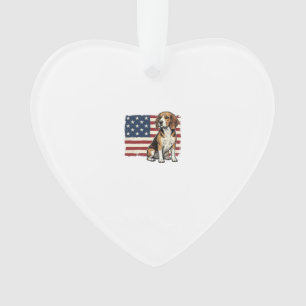 Vintage Beagle Patriotic Flag Dog Shirt Design_1 Ornament