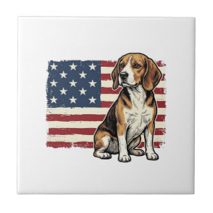 Vintage Beagle Patriotic Flag Dog Shirt Design_1 Tile