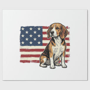 Vintage Beagle Patriotic Flag Dog Shirt Design_1 Wrapping Paper