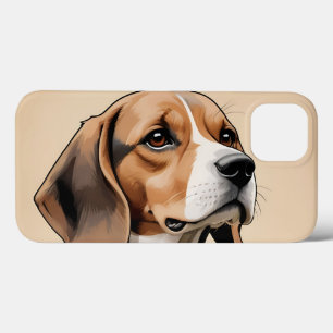 Vintage Beagle Portrait in Mid century Retro Style iPhone 13 Case