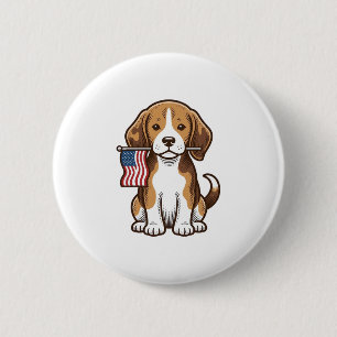 Vintage Beagle Puppy American Flag Shirt Design_1 6 Cm Round Badge