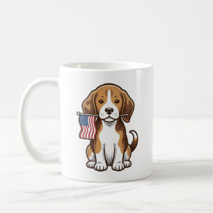 Vintage Beagle Puppy American Flag Shirt Design_1 Coffee Mug