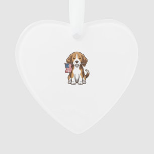 Vintage Beagle Puppy American Flag Shirt Design_1 Ornament