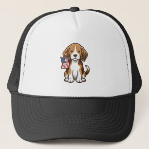 Vintage Beagle Puppy American Flag Shirt Design_1 Trucker Hat