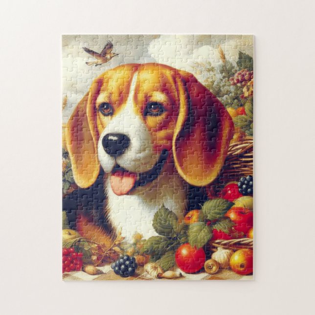 Vintage Beagle Puppy Painting Jigsaw Puzzle (Vertical)