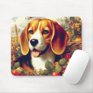 Vintage Beagle Puppy Painting Mouse Mat