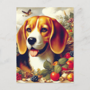 Vintage Beagle Puppy Painting Postcard