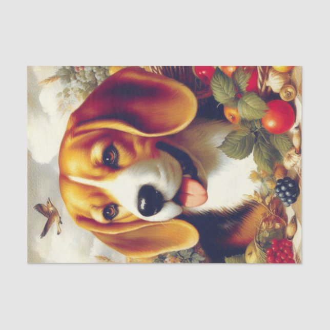 Vintage Beagle Puppy Painting Tissue Paper (Front)