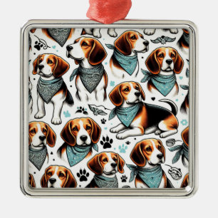 Vintage Beagle Puppy Seamless Metal Tree Decoration
