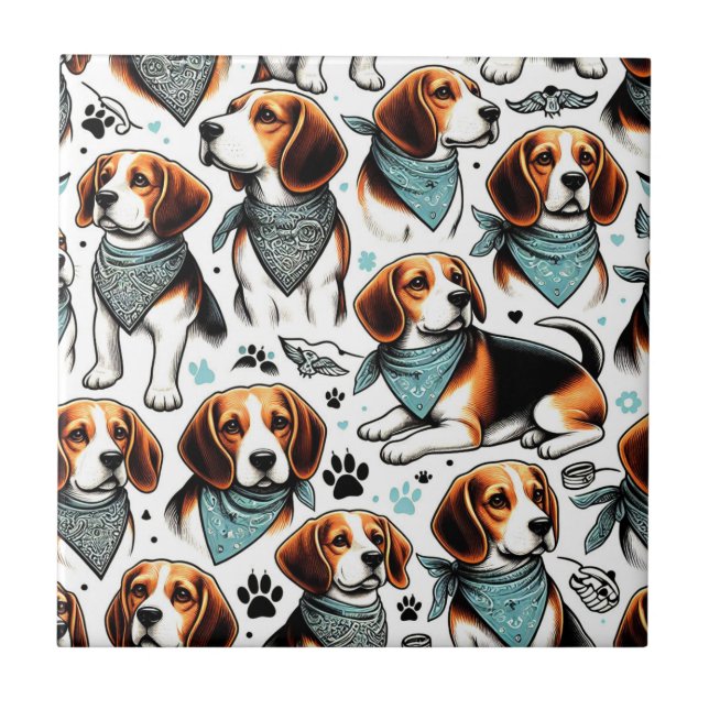 Vintage Beagle Puppy Seamless Tile (Front)