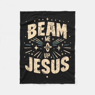 Vintage Beam Me Up Jesus Funny Jesus Christ Meme Q Fleece Blanket