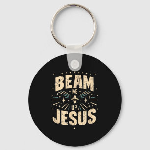 Vintage Beam Me Up Jesus Funny Jesus Christ Meme Q Key Ring