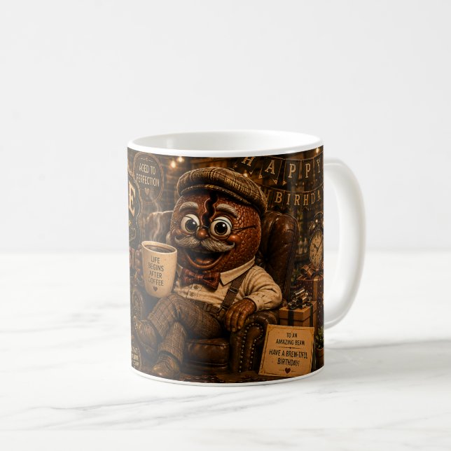 Vintage Bean Coffee Mug (Front Right)