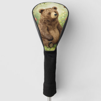 Vintage bear and butterflies in a garden golf head cover