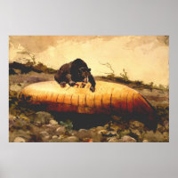 Vintage Bear and Canoe Winslow Homer  1895