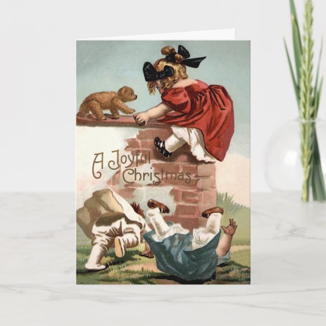 Vintage Bear Attack Christmas Card (Front)
