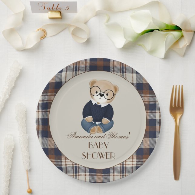 Vintage Bear Baby Shower  Paper Plate (Wedding)