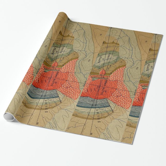 Vintage Bear Butte Circus Flats Map Wrapping Paper (Unrolled)