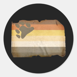 Vintage bear pride flag classic round sticker