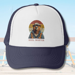 Vintage Bear Retirement Gifts for Fisherman Dad Trucker Hat