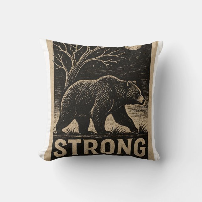 Vintage Bear Strength Cushion (Front)