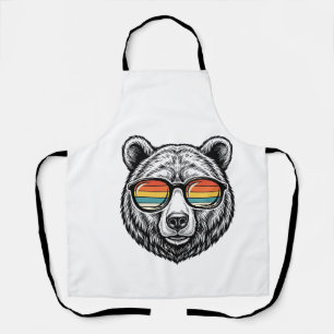 Vintage Bear Sunglasses Vector Graphic Design_1 Apron