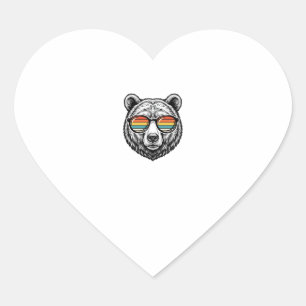 Vintage Bear Sunglasses Vector Graphic Design_1 Heart Sticker