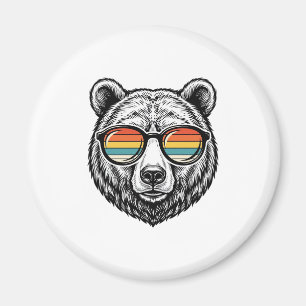 Vintage Bear Sunglasses Vector Graphic Design_1 Magnet