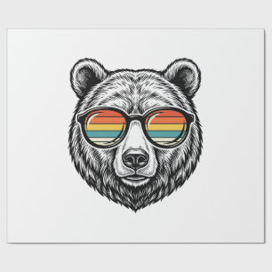 Vintage Bear Sunglasses Vector Graphic Design_1 Wrapping Paper
