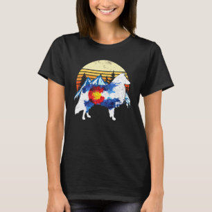 Vintage Bearded Collie Dog Colorado Flag Sunset Re T-Shirt