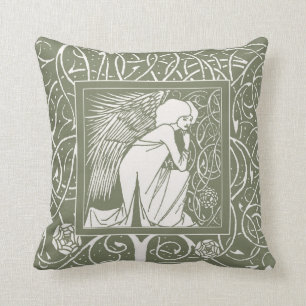Vintage Beardsley Angel Throw Pillow