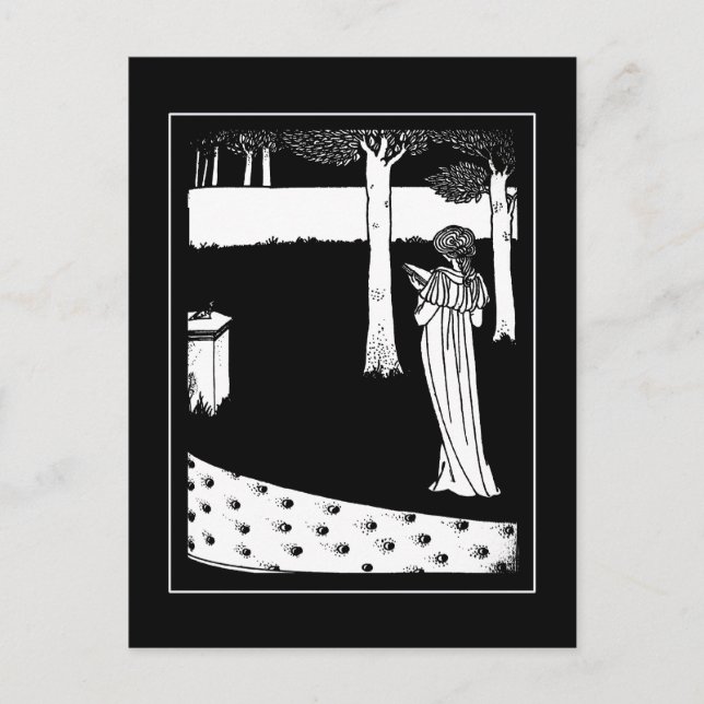 Vintage Beardsley Lady Illustration Postcard (Front)