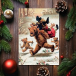 Vintage Bears Stealing Child Christmas Card<br><div class="desc">Vintage Victorian Christmas card featuring a bear family taking a little girl "for dinner".  High quality,  custom restored vintage image.</div>
