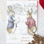 Vintage Beatrix Potter Christmas Greetings Holiday<br><div class="desc">Vintage Beatrix Potter illustration featuring her classic rabbits building a snowman together.  Delight your loved ones and friends with a bit of Christmas fairy tale nostalgia this year!</div>