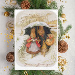 Vintage Beatrix Potter Christmas Greetings Holiday Card<br><div class="desc">Vintage Beatrix Potter illustration featuring her classic rabbits receiving holiday greetings.  Delight your loved ones and friends with a bit of Christmas fairy tale nostalgia this year!</div>