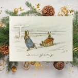 Vintage Beatrix Potter Christmas Greetings Holiday Card<br><div class="desc">Vintage Beatrix Potter illustration featuring her classic rabbits out for winter sled ride.  Delight your loved ones and friends with a bit of Christmas fairy tale nostalgia this year!</div>