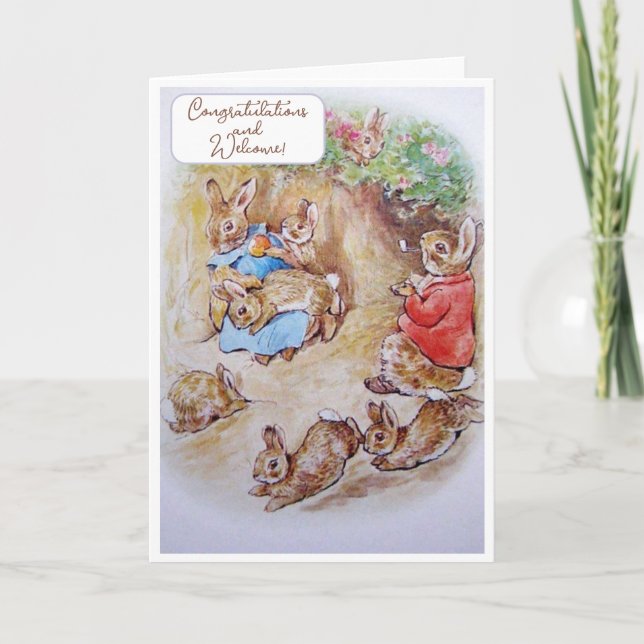 Vintage Beatrix Potter New Baby Congratulations  Card (Front)