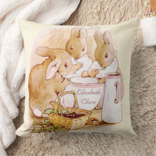 Vintage Beatrix Potter Nursery Throw Pillow