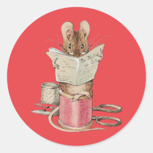 Vintage Beatrix Potter Tailor of Gloucester Mouse Classic Round Sticker