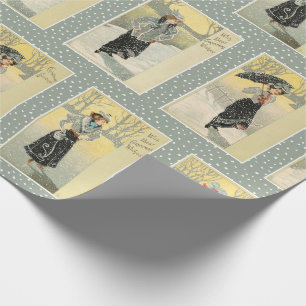 Vintage Beauties in Snow & Christmas Wishes Wrapping Paper